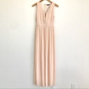 Peach pleated long maxi dress NWT